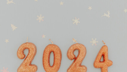 Candles numbers 2024 on a blue background.