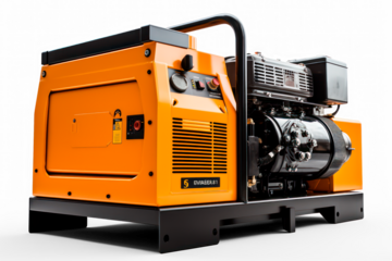Portable gas or diesel generator on transparent background, png file