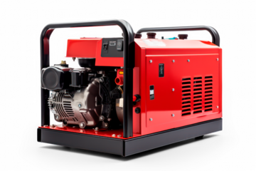 Portable gas or diesel generator on transparent background, png file