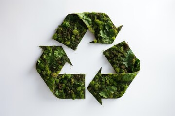 Recycling Symbol with nature in it on white background