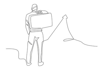 A businessman pursues a career. Business goal one-line drawing