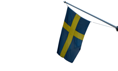 Swedish flag isolated on white transparent, Sweden sign symbol, PNG