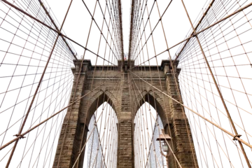 Rolgordijnen Brooklyn Bridge isolated on white transparent, New York city, Manhattan. PNG © Rawf8