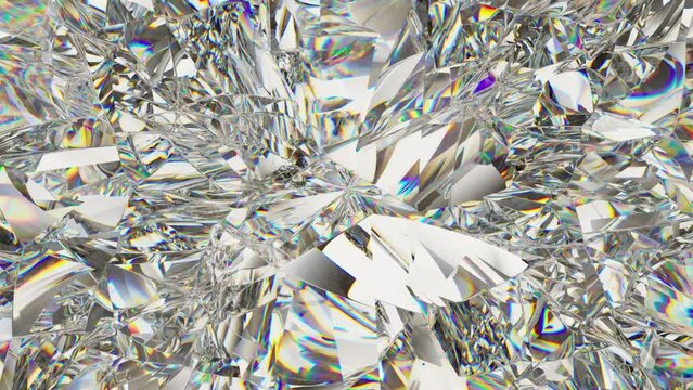 kaleidoscope abstraction rotating sparkling shiny glass texture seamless loop. 3d render, 3d animation