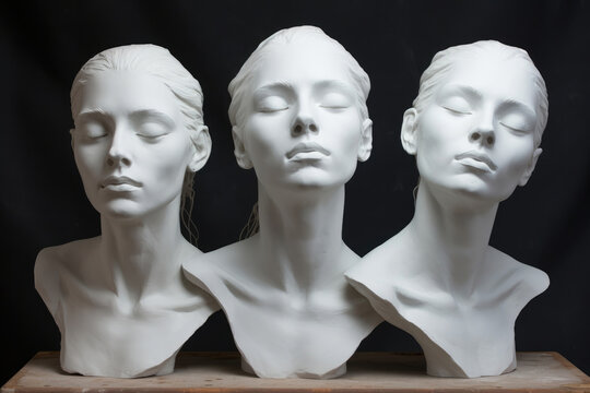 Plaster casts of a human bust, female sculpture
