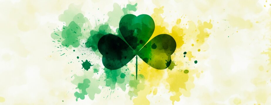 Orange Green and white Irish  abstract St Patricks day horizontal background with shamrock shapes, , 17 march holiday concept., Ireland colors, wallpaper banner