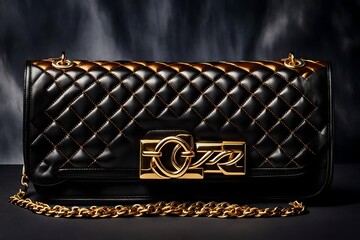 A quilted leather handbag with a gold chain strap and a touch of luxury, perfect for upscale events. 