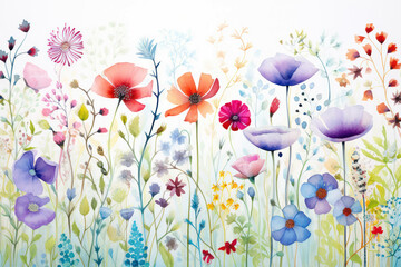 Spring floral art nature wallpaper design blossom background watercolor flowers pink illustration background summer