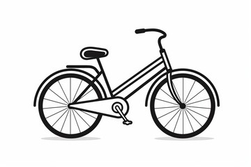 Black and white icon of a modern bicycle with no shadow
