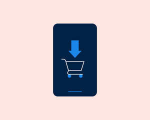 Add to cart button on phone screen vector illustration in flat style design.	