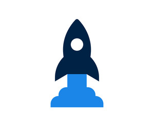 Isolated rocket taking off vector illustration in flat style design.	