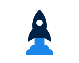 Isolated rocket taking off vector illustration in flat style design.	