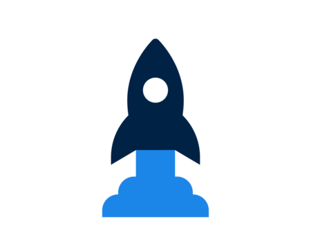 Isolated rocket taking off vector illustration in flat style design.	