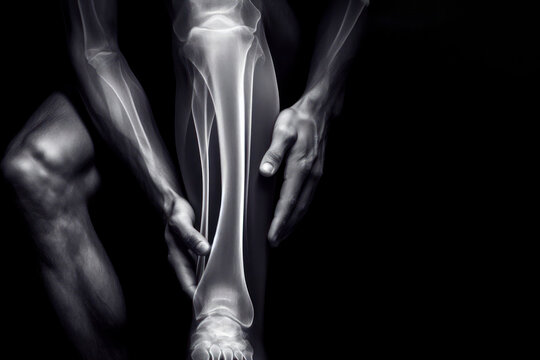 X-ray image of a mans leg close up. ai generative