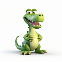 Fototapeta premium cute tall realistic crocodile, cartoon, full body, without snow, white background