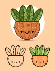 Obraz premium Cute cactus in a pot design