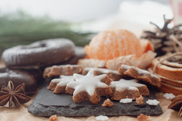 German Christmas pastries, zimtsterne, dresdner stoller, schoko lebkuchen