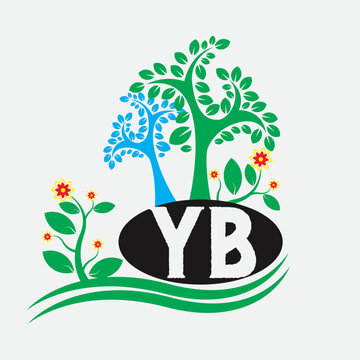 modern and professional 'YB' letter logo with tree design for company, brand and more others business
