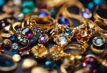 Variety of exquisite jewelry containing jewelry gold diamond gemstones