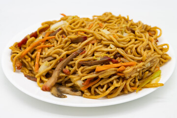Plate of Chinese Pork Lo Mein Noodles