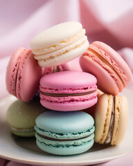 Elegant Array of Pastel-Colored French Macarons, the Epitome of Luxurious and Delicate Patisserie