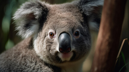 shot of the serene and gentle eyes of a wild koala