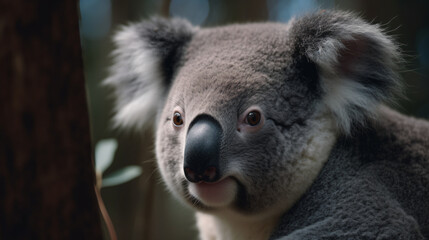 shot of the serene and gentle eyes of a wild koala
