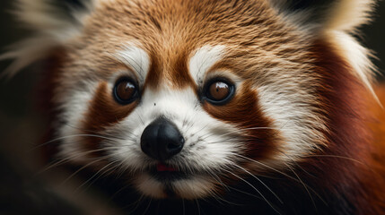 hyperrealistic image of the inquisitive eyes of a charming red panda