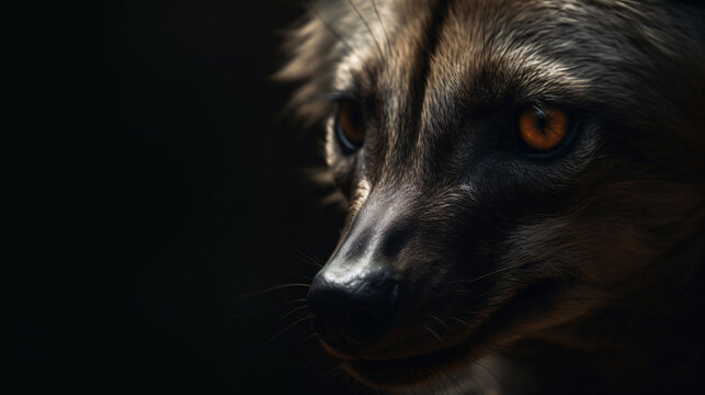 close-up shot of the enigmatic eyes of an aardwolf