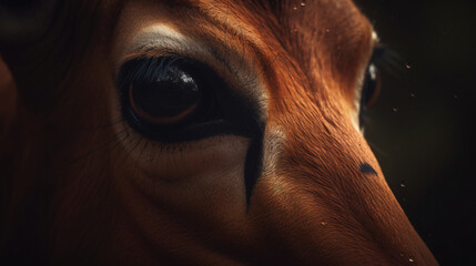 shot of the enigmatic eyes of a bongo antelope