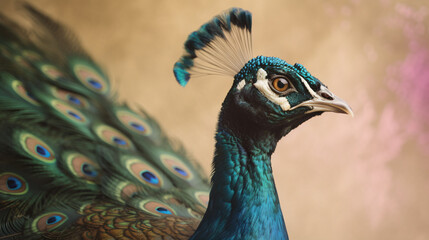 close-up shot capturing the vibrant eyes of a wild peacock