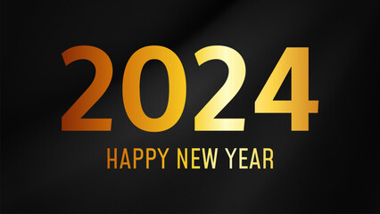 2024 Happy New Year on dark silk background