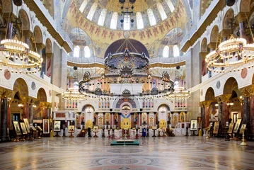 Fotobehang Inside of the Naval cathedral of Saint Nicholas in Kronstadt, Orthodox cathedral, Russia © Bogdan Barabas