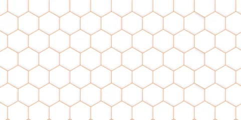 Fotobehang Background with hexagons Abstract background with hexagons. Seamless background orange stroke. Abstract honeycomb background. © Mst