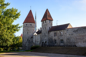 Fototapeta na wymiar Tallinn old city walls and towers, Estonia