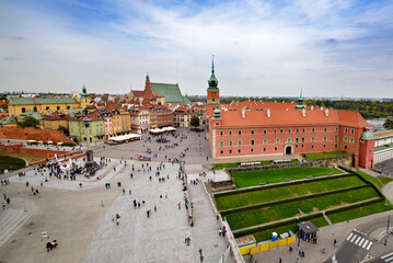 Naklejka na ściany i meble Warsaw, Royal castle and old town panoramic view
