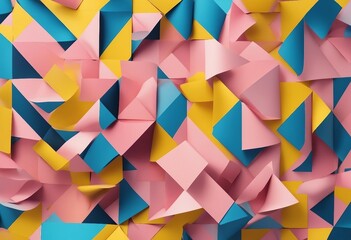 Texture background of fashion papers in memphis geometry style Yellow blue pink colors