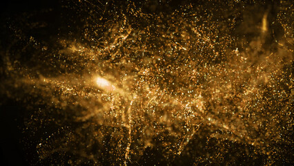 金の水中のパーティクル。キラキラ背景