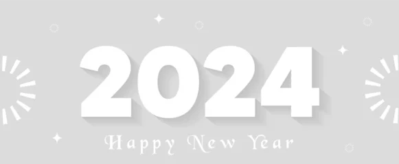 Fotobehang happy new year 2024 vector poster on grey abstract background © ArtDown