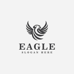 Eagle logo design, in monochrome sport style, black and white
