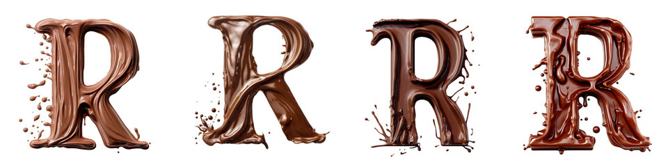 Chocolate alphabet, logotype, letter R isolated on a transparent background
