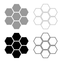 Fotobehang Hexagonal technology concept hexagon six items bee sota geometry six sided polygon set icon grey black color vector illustration image solid fill outline contour line thin flat style © Serhii