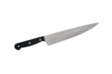 Professional cooking knife isolated on a transparent background.