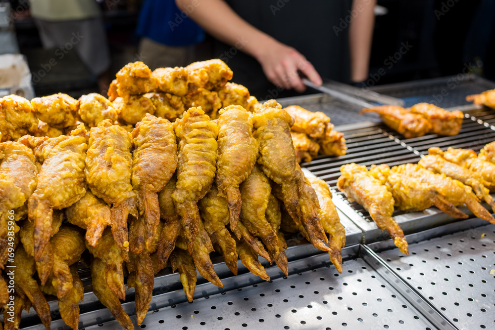 Poster deep fried chicken wing sell in street market