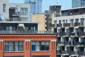Close-up view of buildings in Griffintown in Montreal.