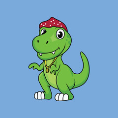 Cute gangster dinosaur Cartoon Sticker vector Stock Illustration