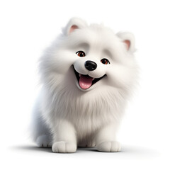 Obraz premium Dog chubby cute,cartoon,character design,illustration,3d,full body,on isolate white background created with Generative Ai