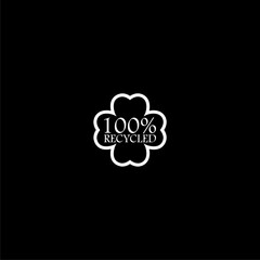 100% Recycled Label icon isolated on dark background