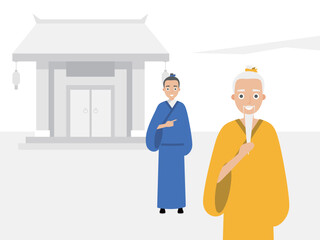China's very wise ancient old man interacted with his disciples