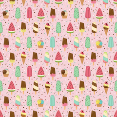 Ice cream seamless pattern. Background for card, poster, cover and web design
